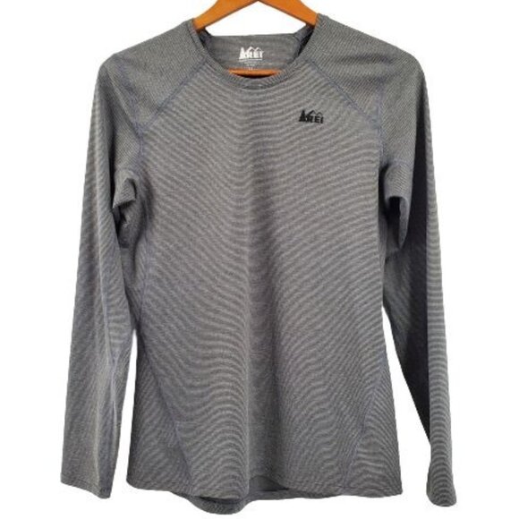 REI Women's Activewear Striped Long Sleeve Crew Top Gray Size Medium - Picture 1 of 10